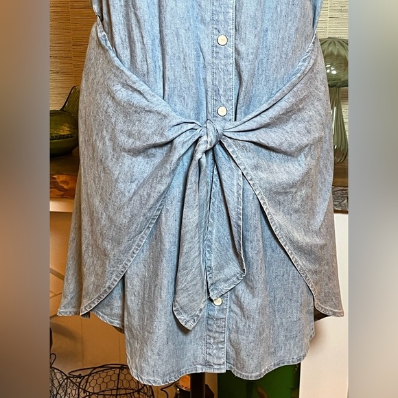 VERONICA BEARD Allison Lakeshore Chambray Front Tie Mini Dress Blue Size 2 NWT - Picture 5 of 12